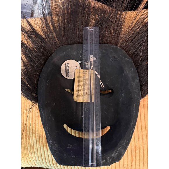 Handcrafted Balinese Wooden Mask Natural Hair Vegan Wall Decor - Picture 3 of 5